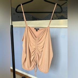 Express Light Pink Ruched Tank Top